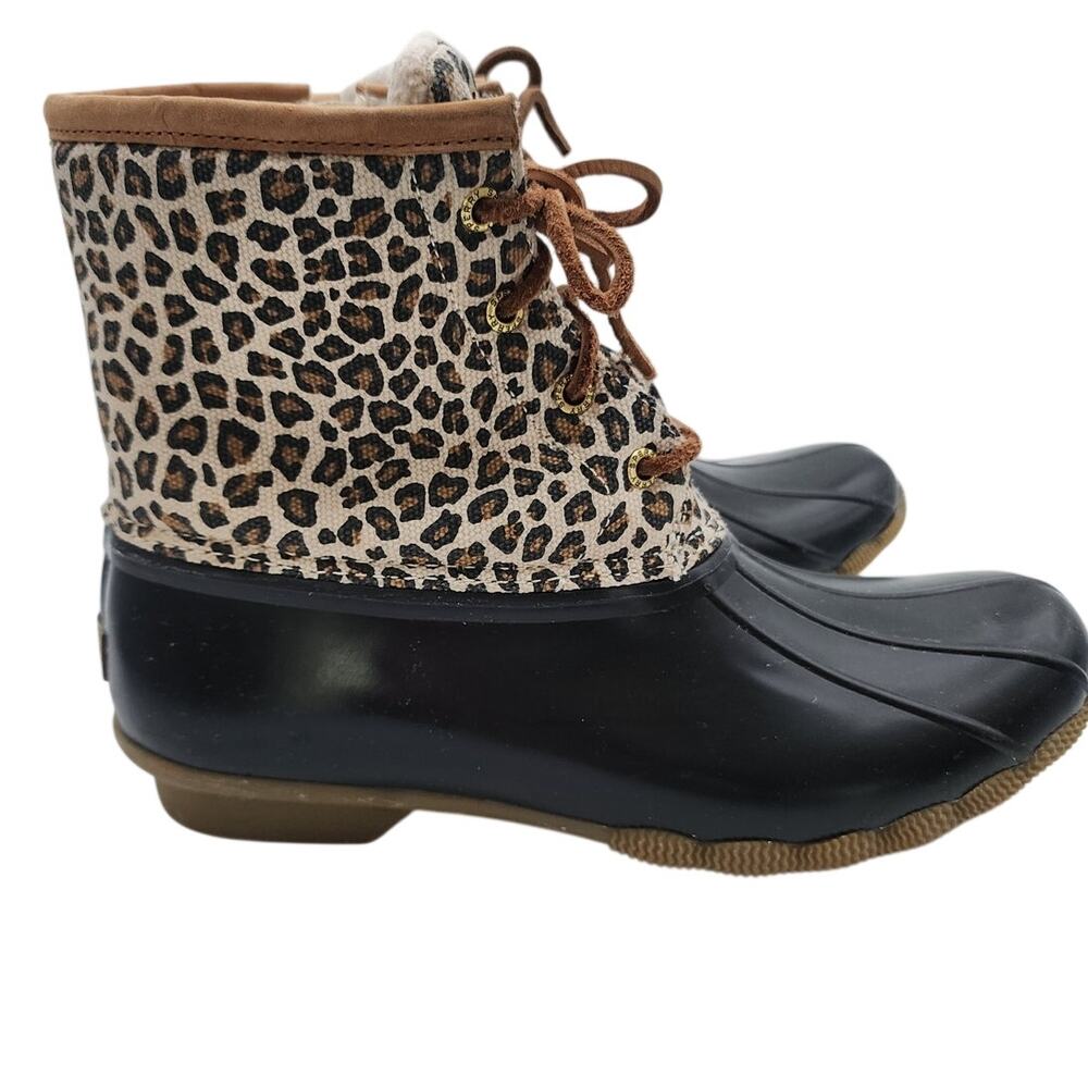 Sperry Womens Size 9.5 Saltwater Animal Print Textile Multi Duck Boots - Picture 5 of 11